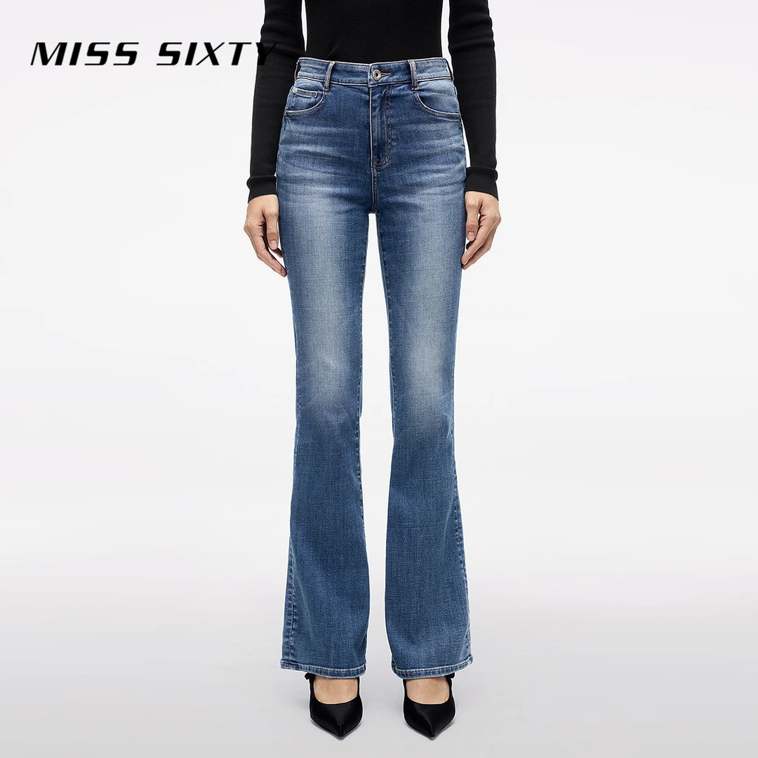 【新进口牛仔面料】Miss Sixty2025新款莱赛尔牛仔裤女修身微喇叭裤