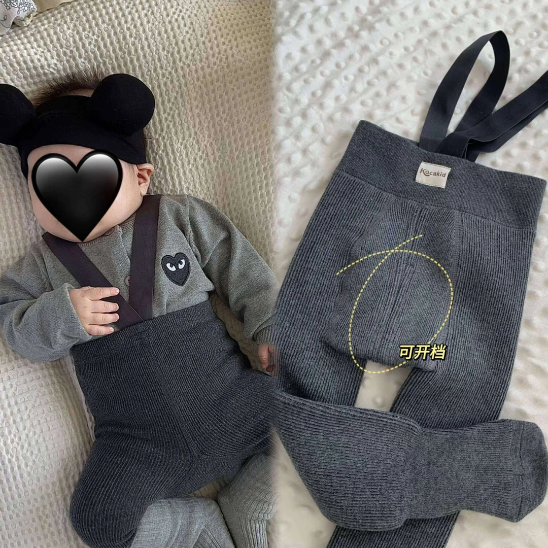 韩式新生儿婴儿举重裤秋冬大pp宝宝连裤袜婴幼儿高腰护肚背带袜