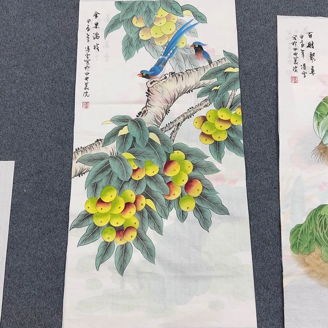 国画尺寸35X140手绘作品