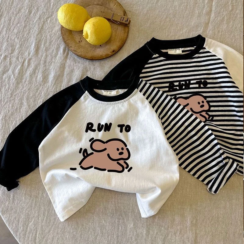 儿童长袖T恤新款卡通印花中小童春秋纯棉打底衫男女童洋气上衣t恤