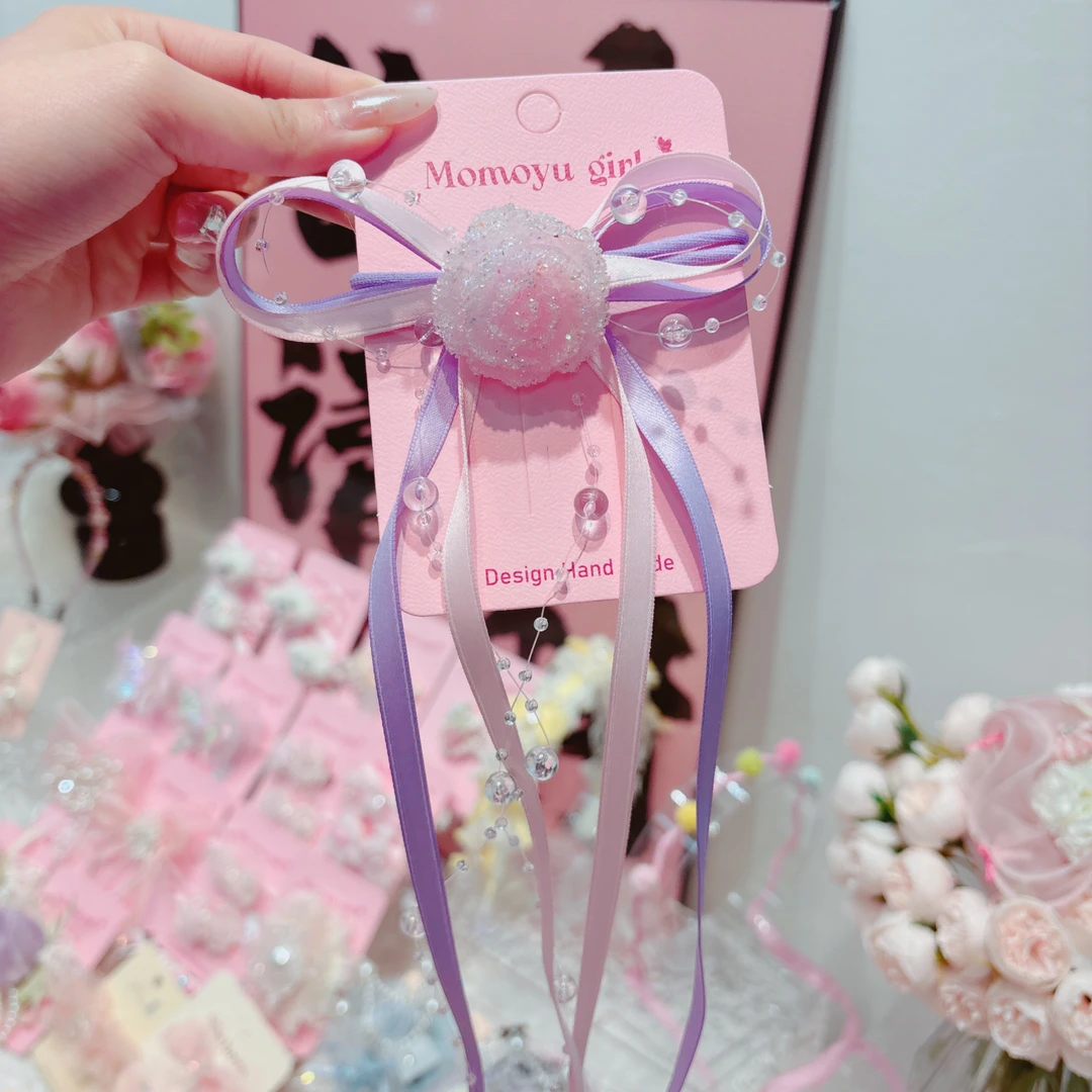 A653-w紫色砂糖玫瑰花发绳单只【满15包邮发货】