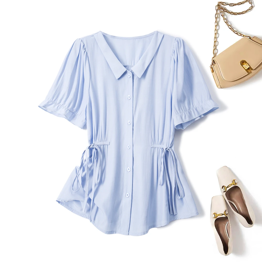 大码女装衬衫休闲时尚胖妹妹显瘦宽松遮肉上衣夏季64815