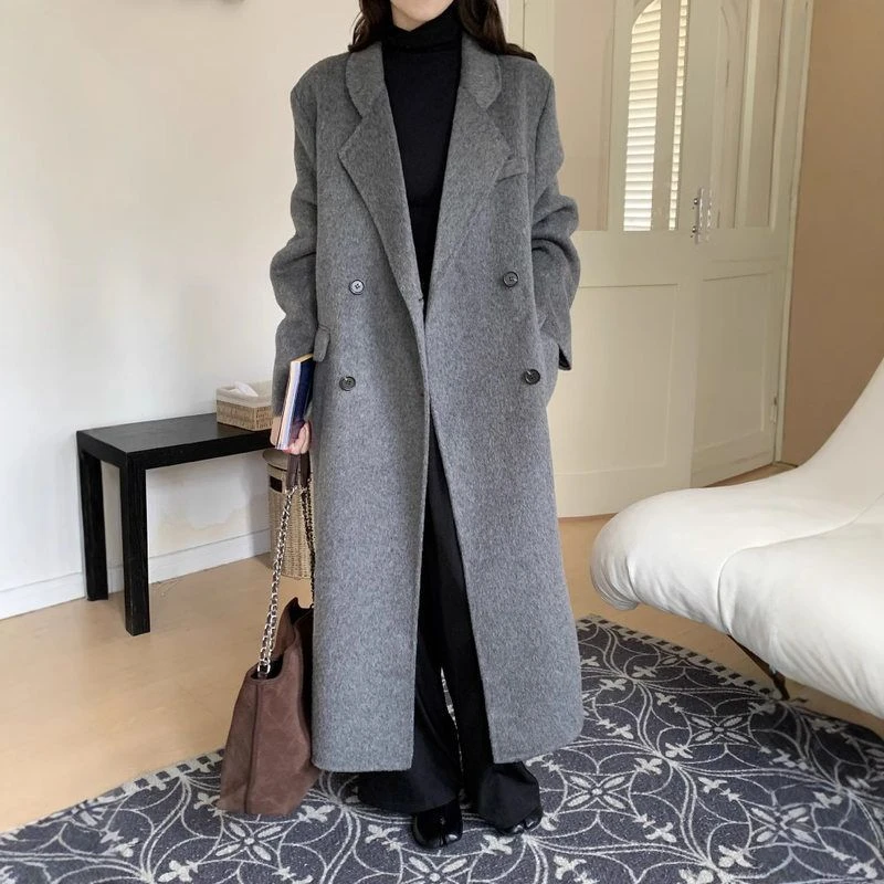 6804气质通勤双面羊绒大衣女25秋冬款韩版英伦风时尚毛呢外套