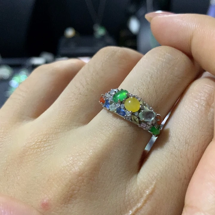 翡翠银S925镶嵌戒指