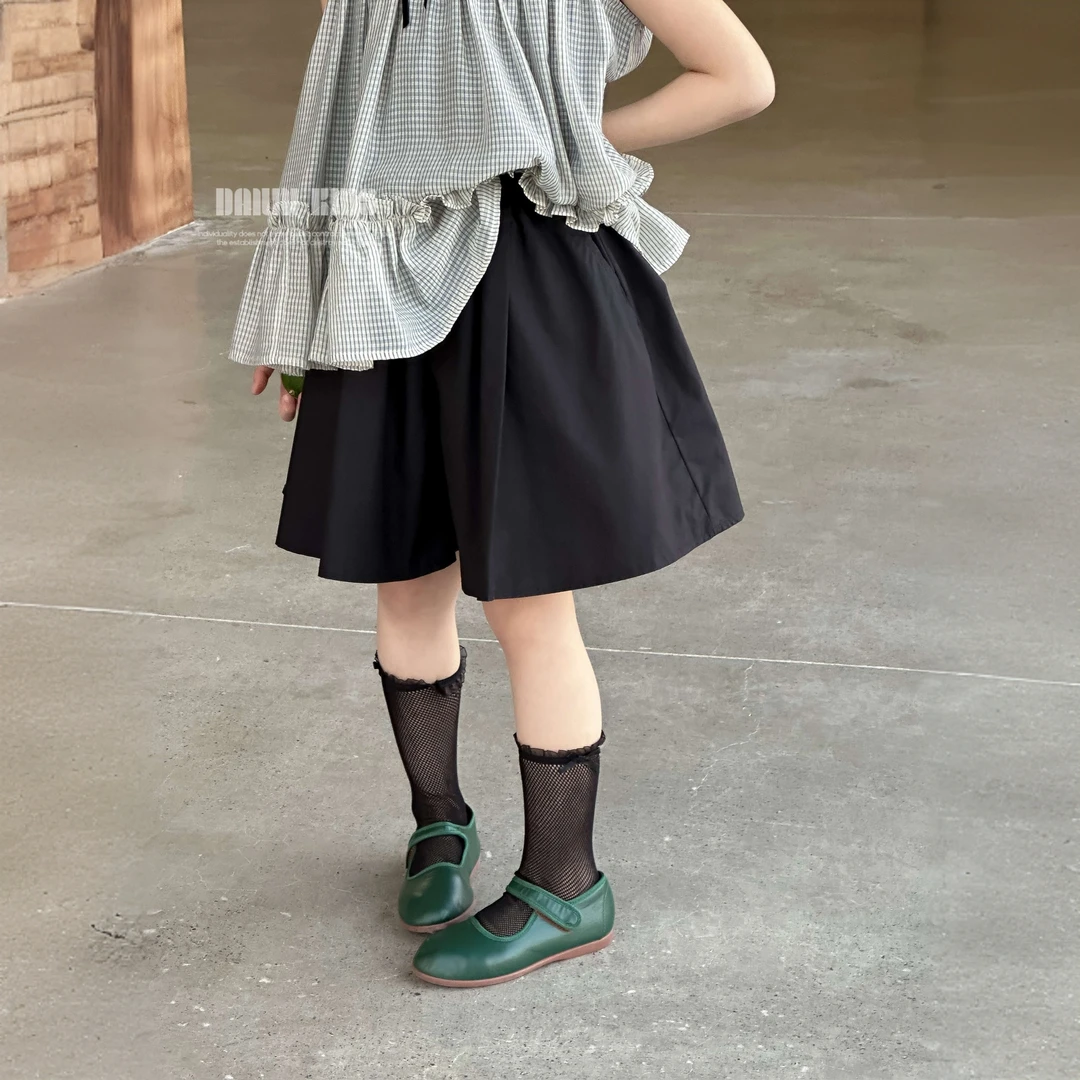 【嗒囜】女童25夏季新款宽松弹力裙裤时尚百搭童装黑色休闲短裤