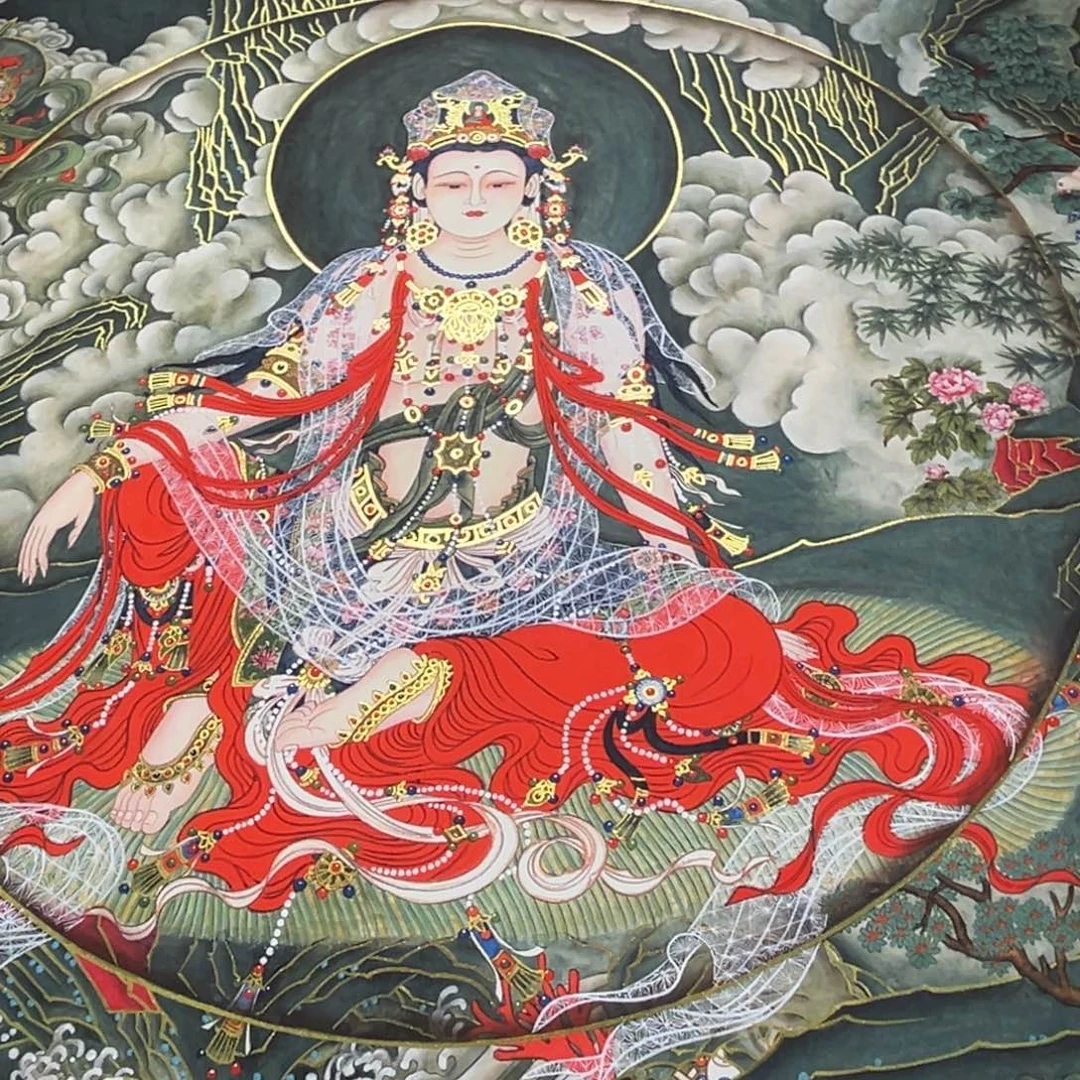 储***品国画福利作品李老师水月观音