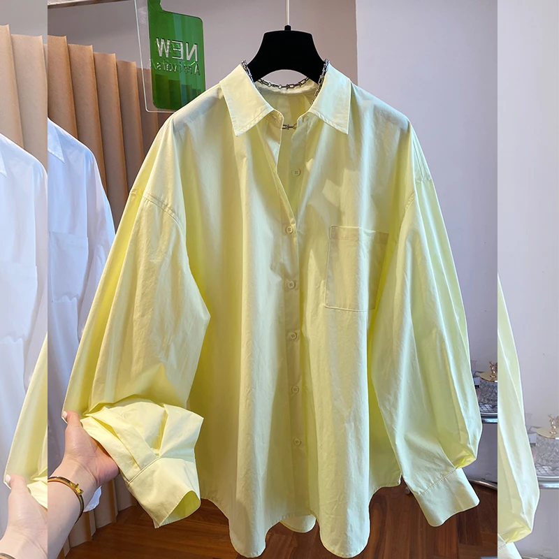 早春薄款纯色衬衫长袖新款时尚设计感百搭潮流韩版上衣女装打底衫