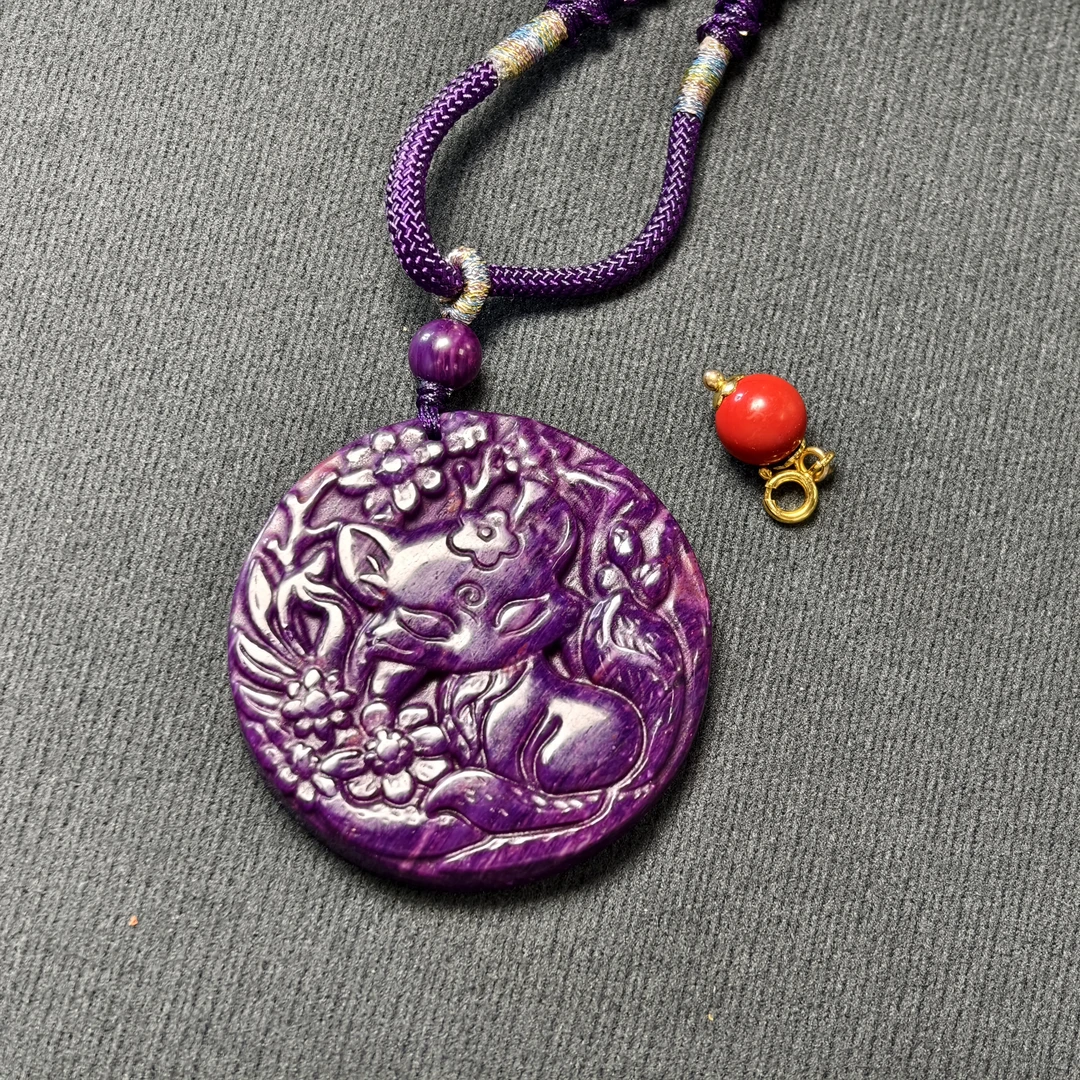 SJL紫雕刻吊坠24-223