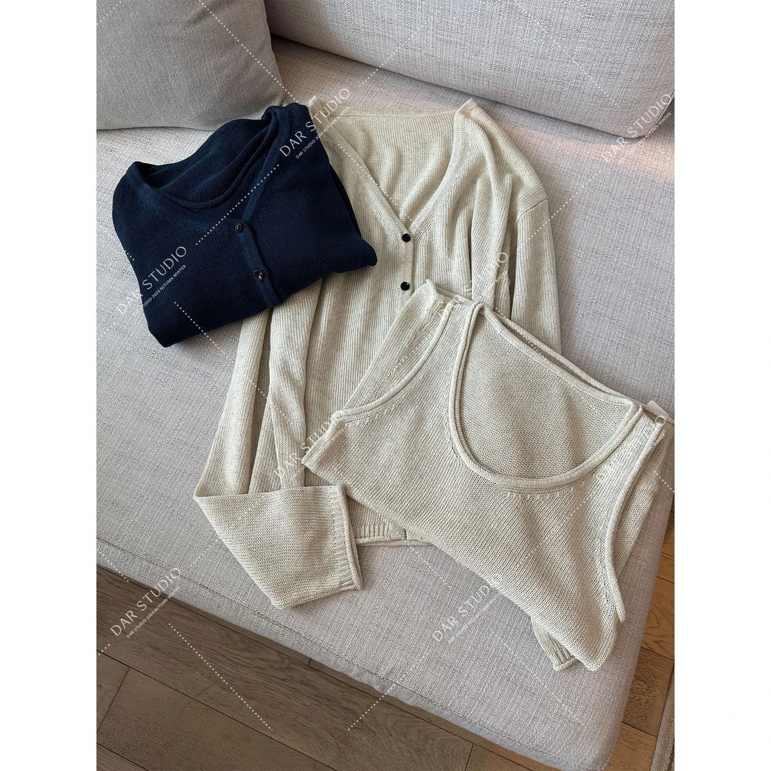 DARSTUDIO 深圳货【两件套针织】2025早春新款天S麻混纺针织衫88319