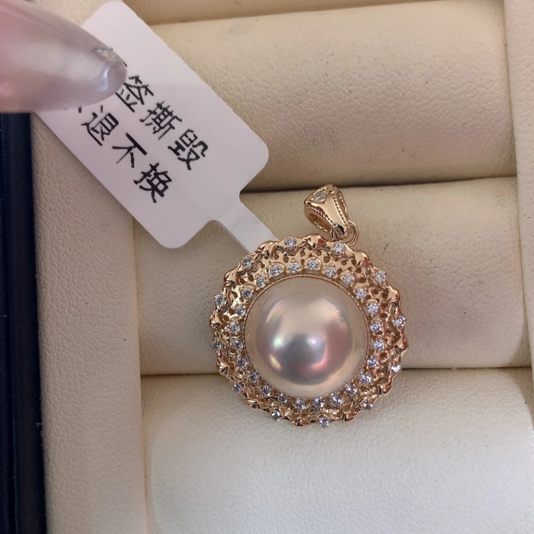 银S925镶嵌颈饰拼合珍珠（马贝珠）
