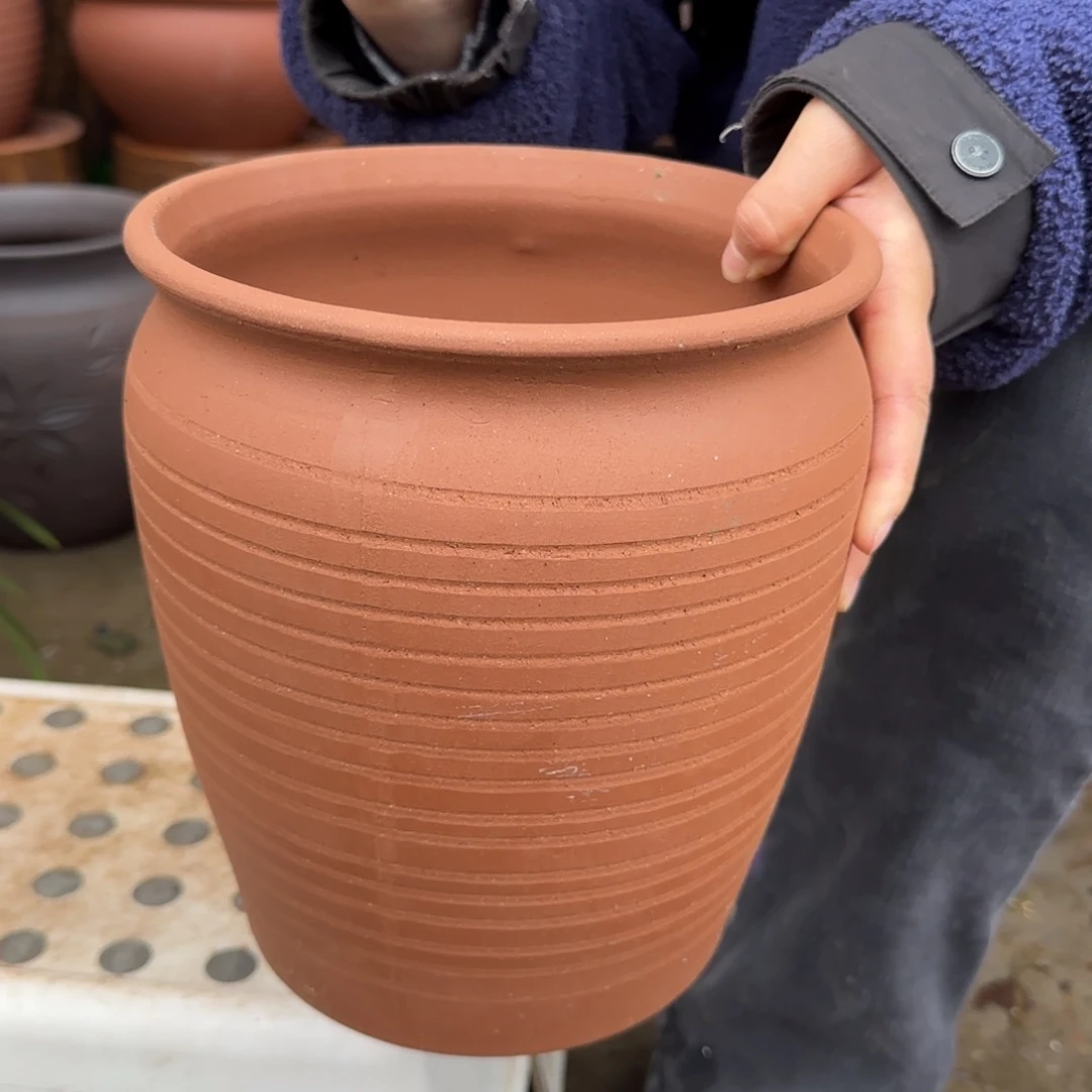 紫砂花盆口20高24宜兴土陶