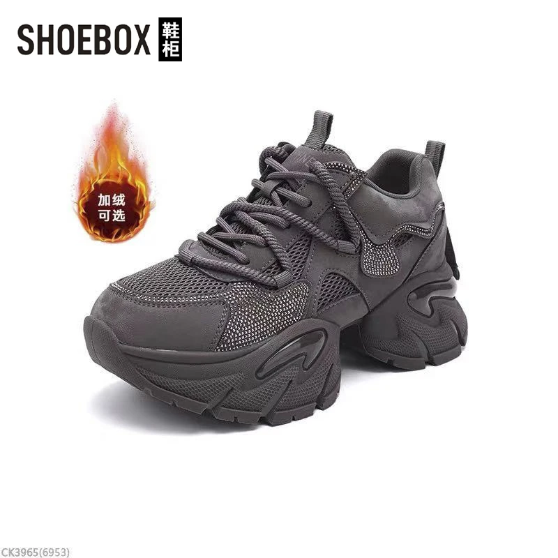 SHOEBOX鞋柜厚底水钻老爹鞋女2025秋冬新款百搭时尚休闲运动鞋
