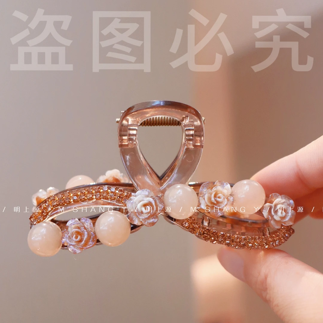 M1121新款抓夹气质网红9厘米百搭简约韩版优雅大抓夹田园珠珠ins