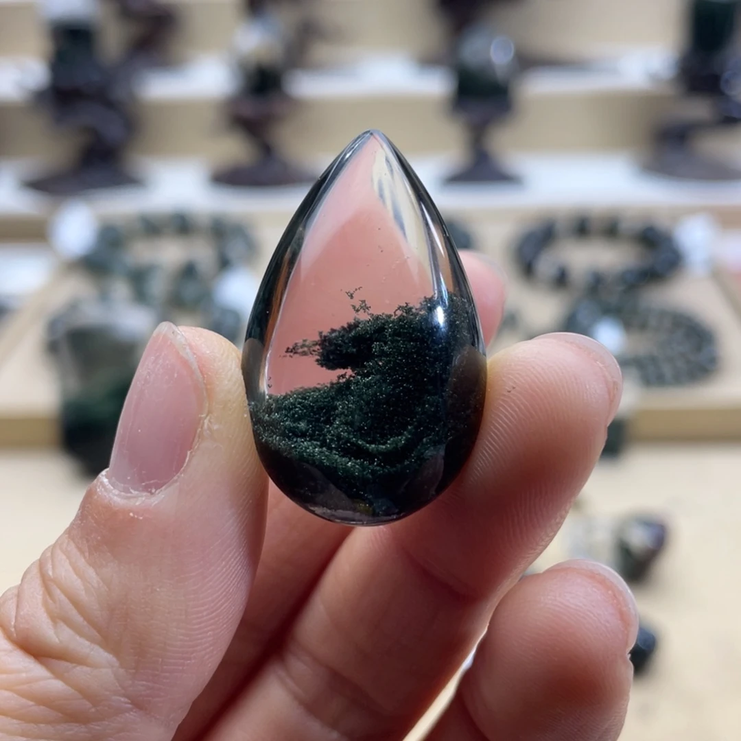 水晶颈饰未镶嵌绿幽灵聚宝盆水滴