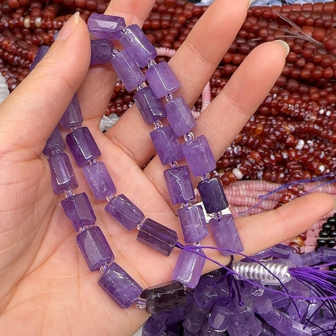 玛瑙/玉髓合金珠宝半成品紫水晶桶珠7mm一条