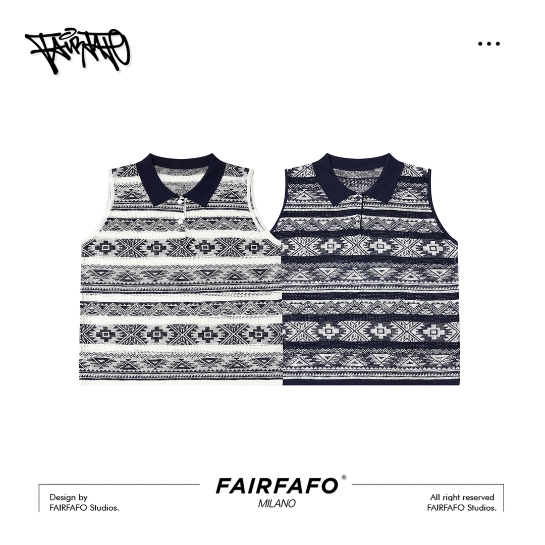 【Polo领无袖提花针织背心】BXBL57091夏季薄款清爽无袖显瘦背心