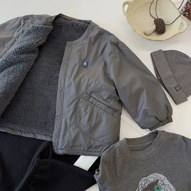帅气帅韩国童装男童加绒外套秋冬款洋气保暖冬款痞时尚儿童上衣潮