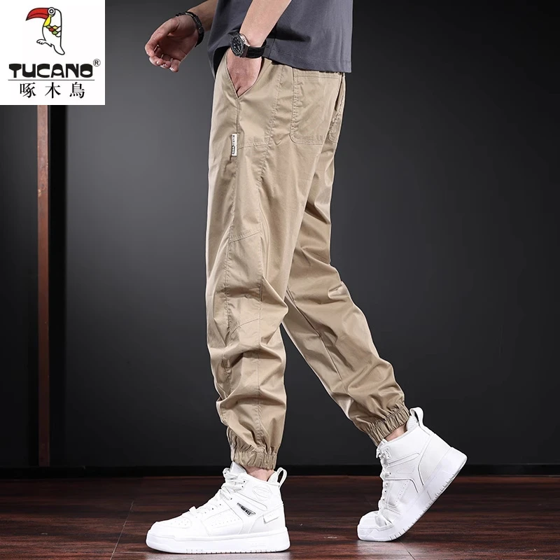 2025新款男士工装休闲裤夏季薄款速干宽松运动裤高端青年束脚裤男