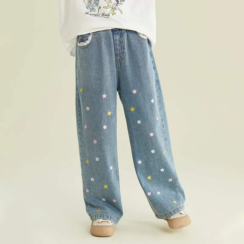 贝蒂女童春秋季时尚休闲牛仔裤2025年秋装中大童宽松长裤子25417