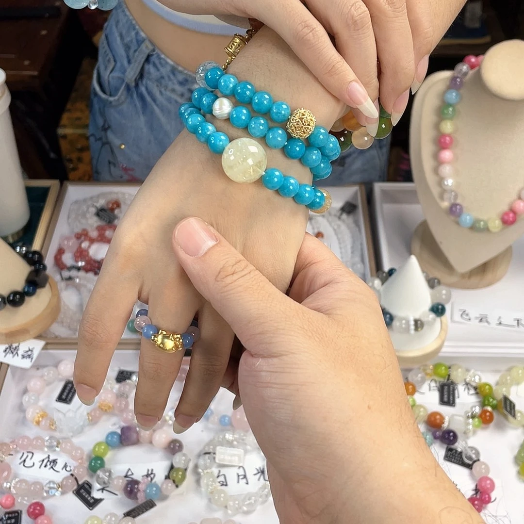 水晶手链银S925镀金镶嵌