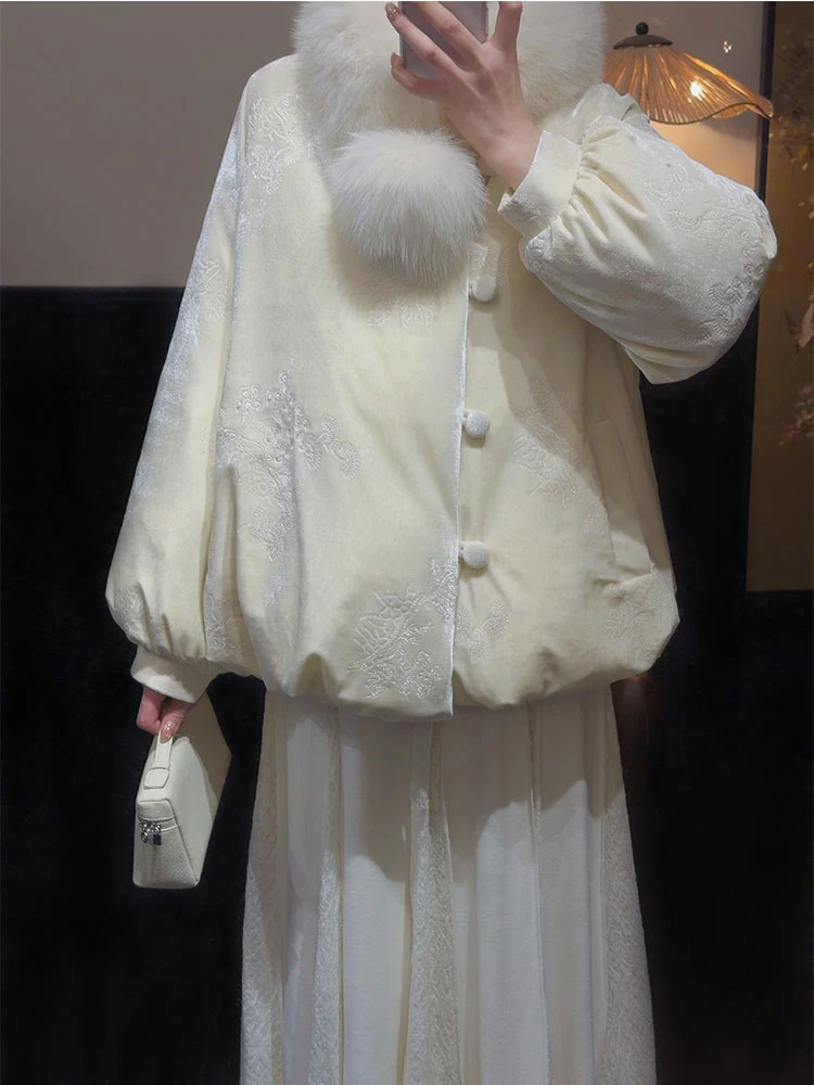 温柔风气质毛领加厚保暖棉服女2026冬季爆款时尚穿搭漂亮棉衣外套