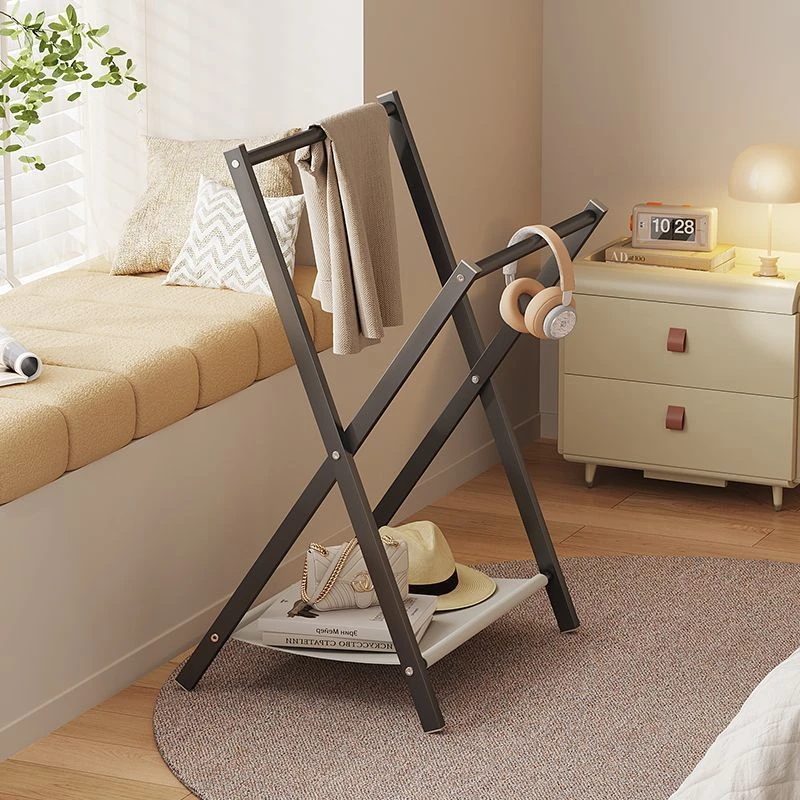 衣架落地床头挂衣架可折叠卧室宿舍隔夜衣服收纳架挂裤架置物架