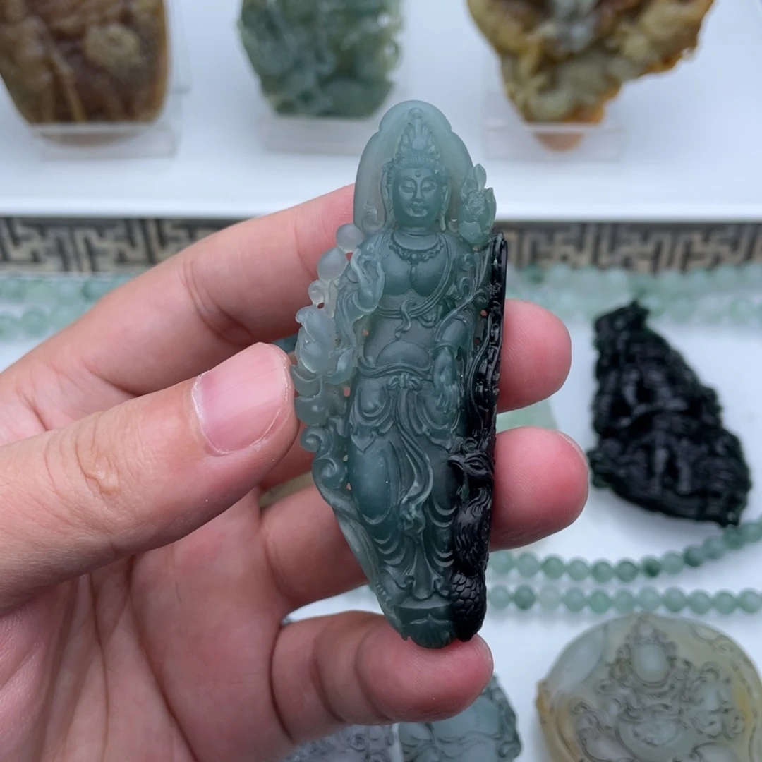 未镶嵌定制翡翠御凤观音