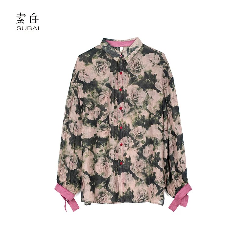 素白苎麻印花衬衫SB2411CP00721