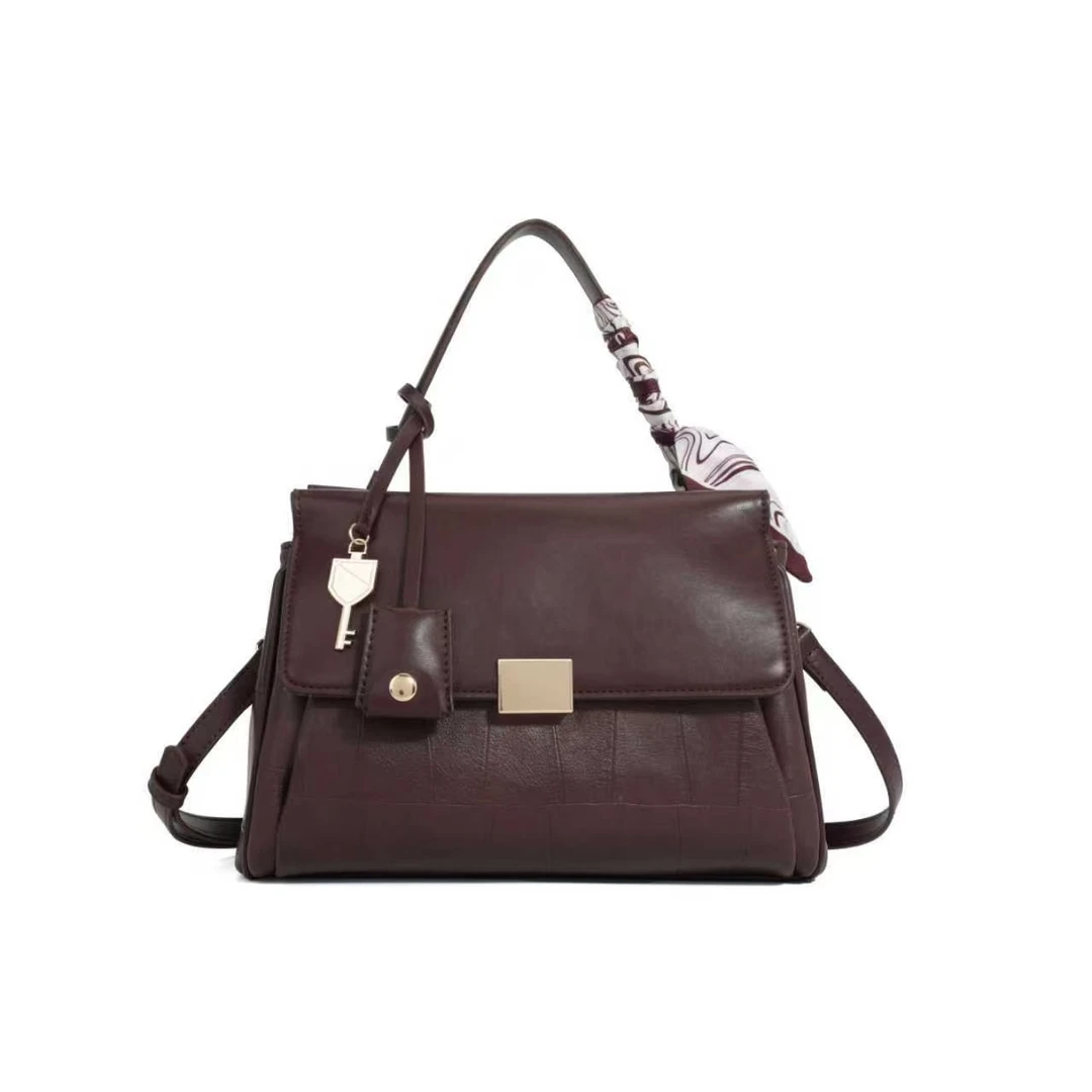当季新款时尚潮流轻奢百搭女士手提单肩包4866朗姆酒红