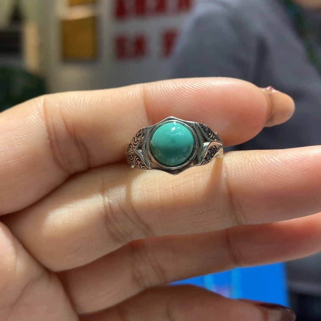 银S925镶嵌绿松石戒指