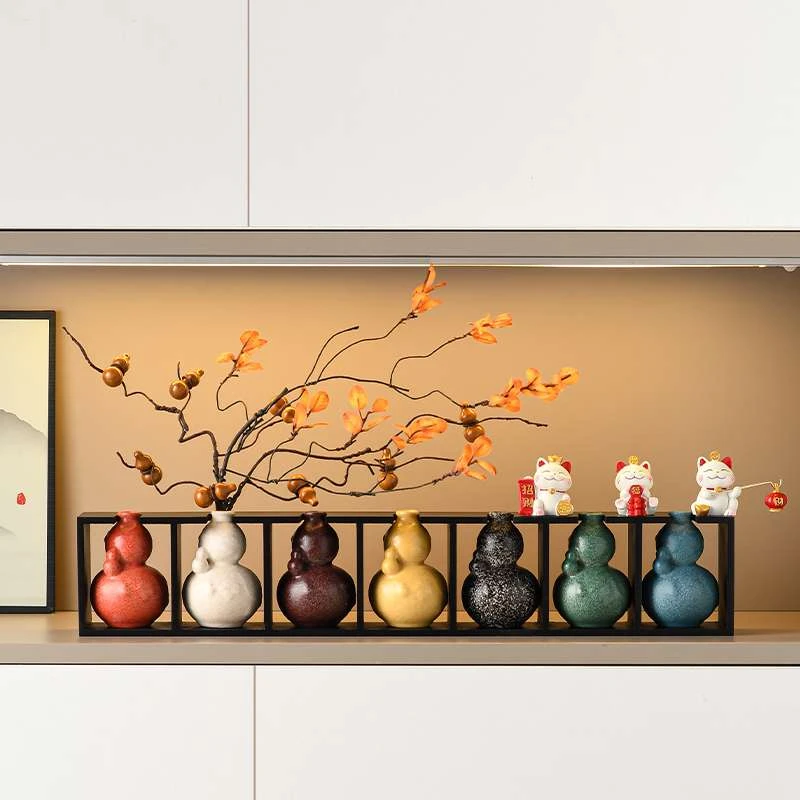 招财福禄葫芦花瓶摆件入户鞋柜电视柜招财猫高级装饰乔迁开业礼物