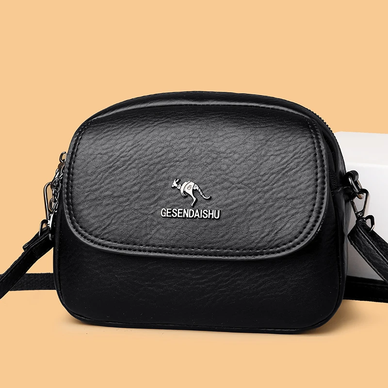 多层真皮女包时尚斜挎小包包女2025新初秋穿搭磨砂皮单肩斜挎女包