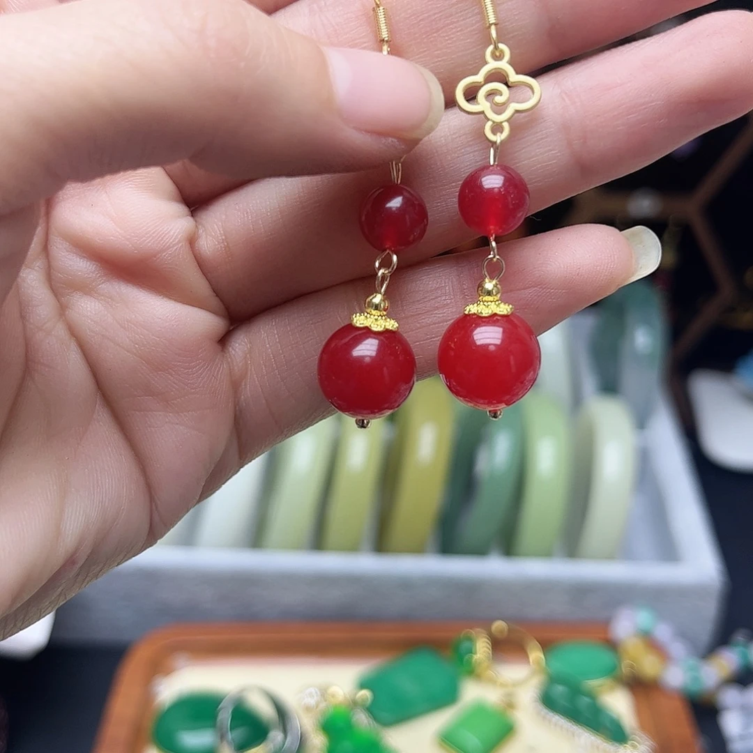 翡翠未镶嵌耳饰圆