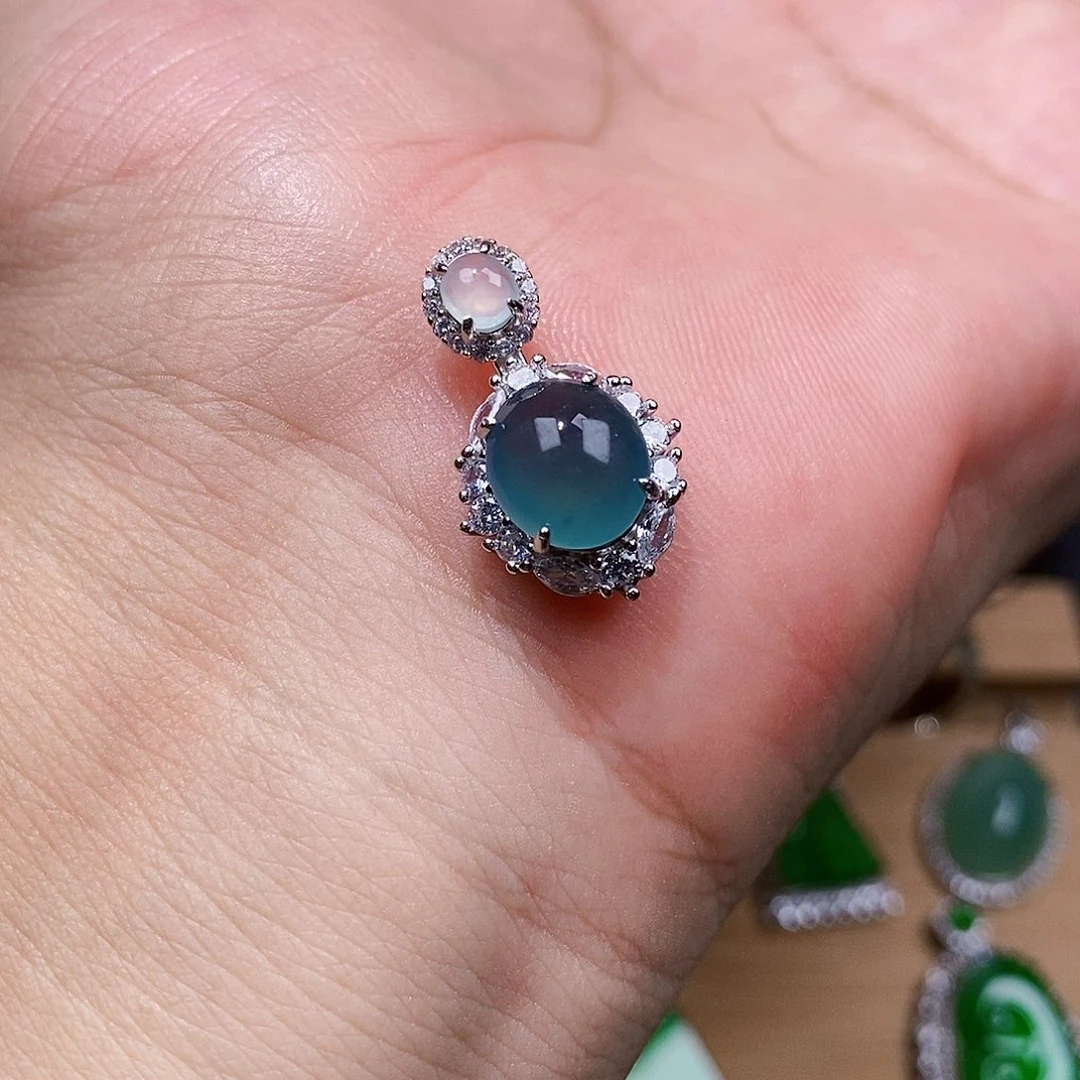 颈饰银S925镶嵌翡翠w w