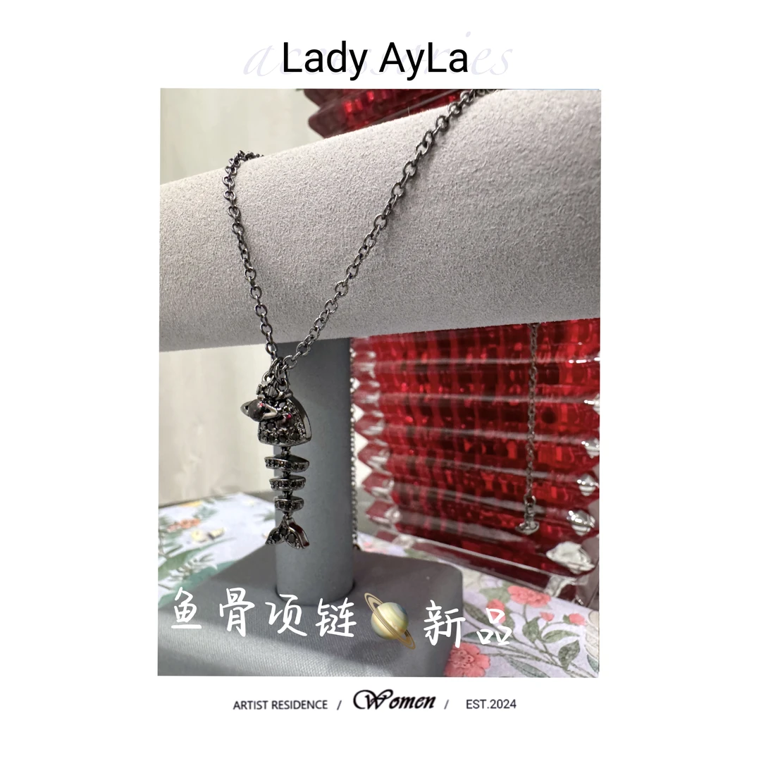 铜合金项链 土星球鱼骨轻奢时尚项链AL969