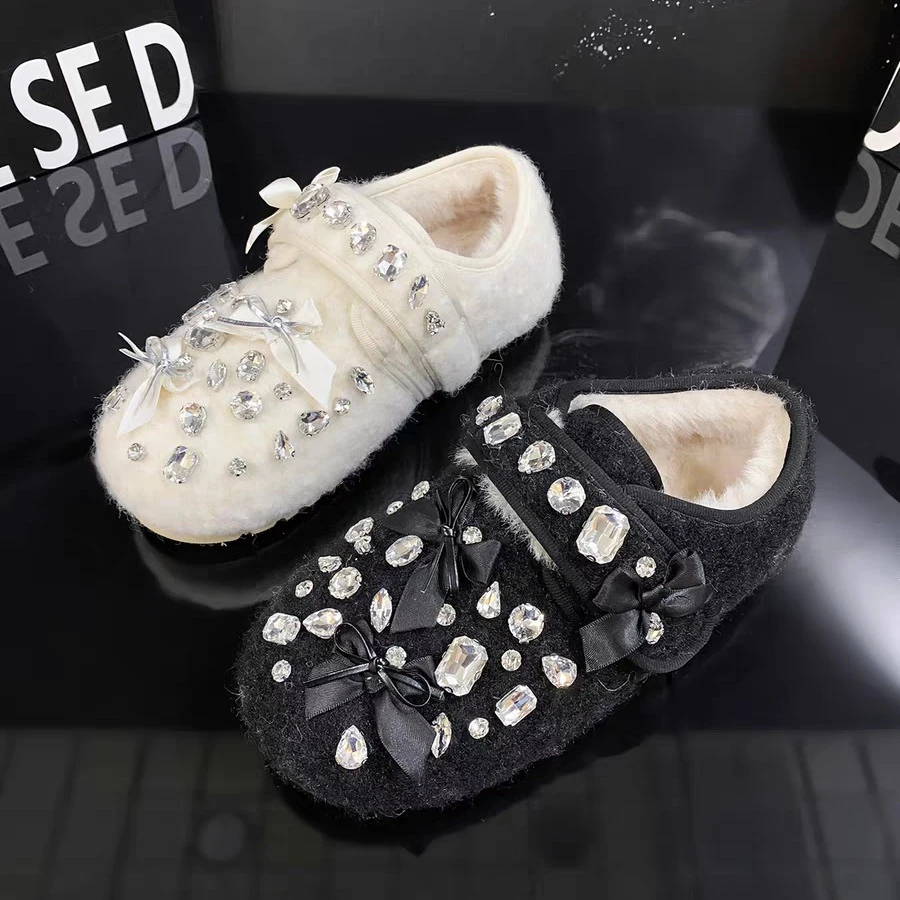 大金波哥大码潮鞋2566欧洲站软底大棉时装粘扣百搭网红水钻棉瓢鞋