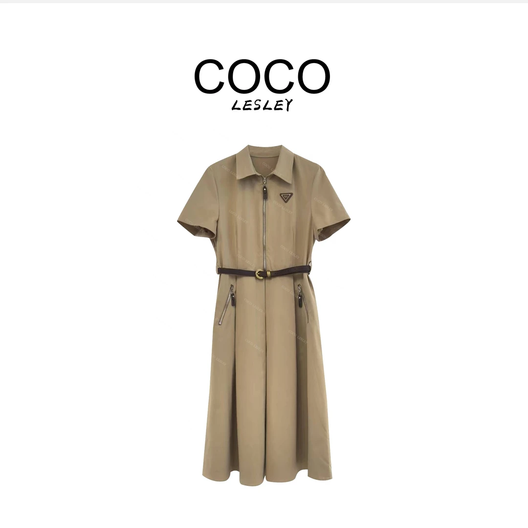 COCO LESELY刺绣连衣裙简约显瘦衬衫裙长款休闲夏季气质裙子6693