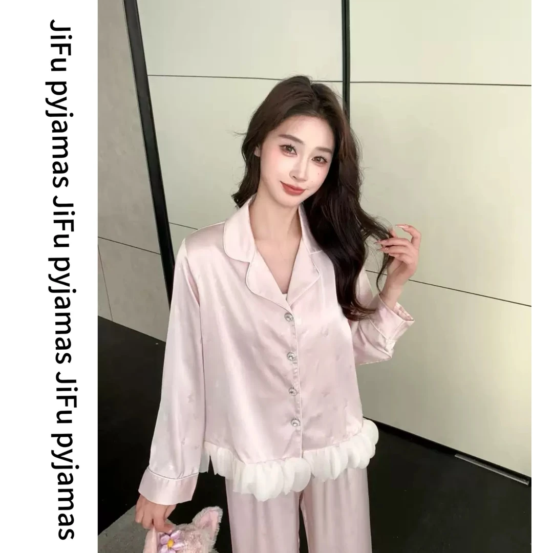 【梦幻蝶影】25春季套装长袖长裤家居服高腰显瘦睡衣女甜美公主风