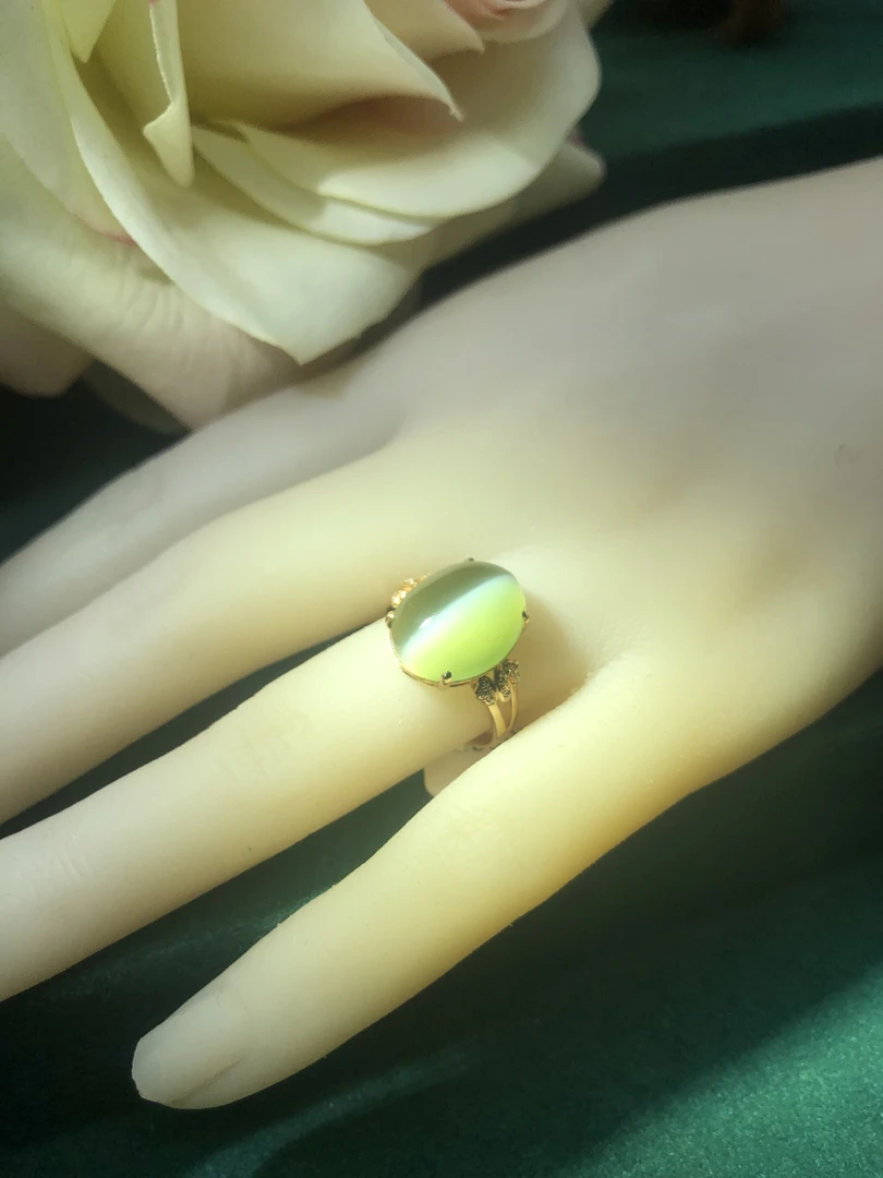 碧玉金绿冰低满眼大蛋面戒指时尚经典显贵气