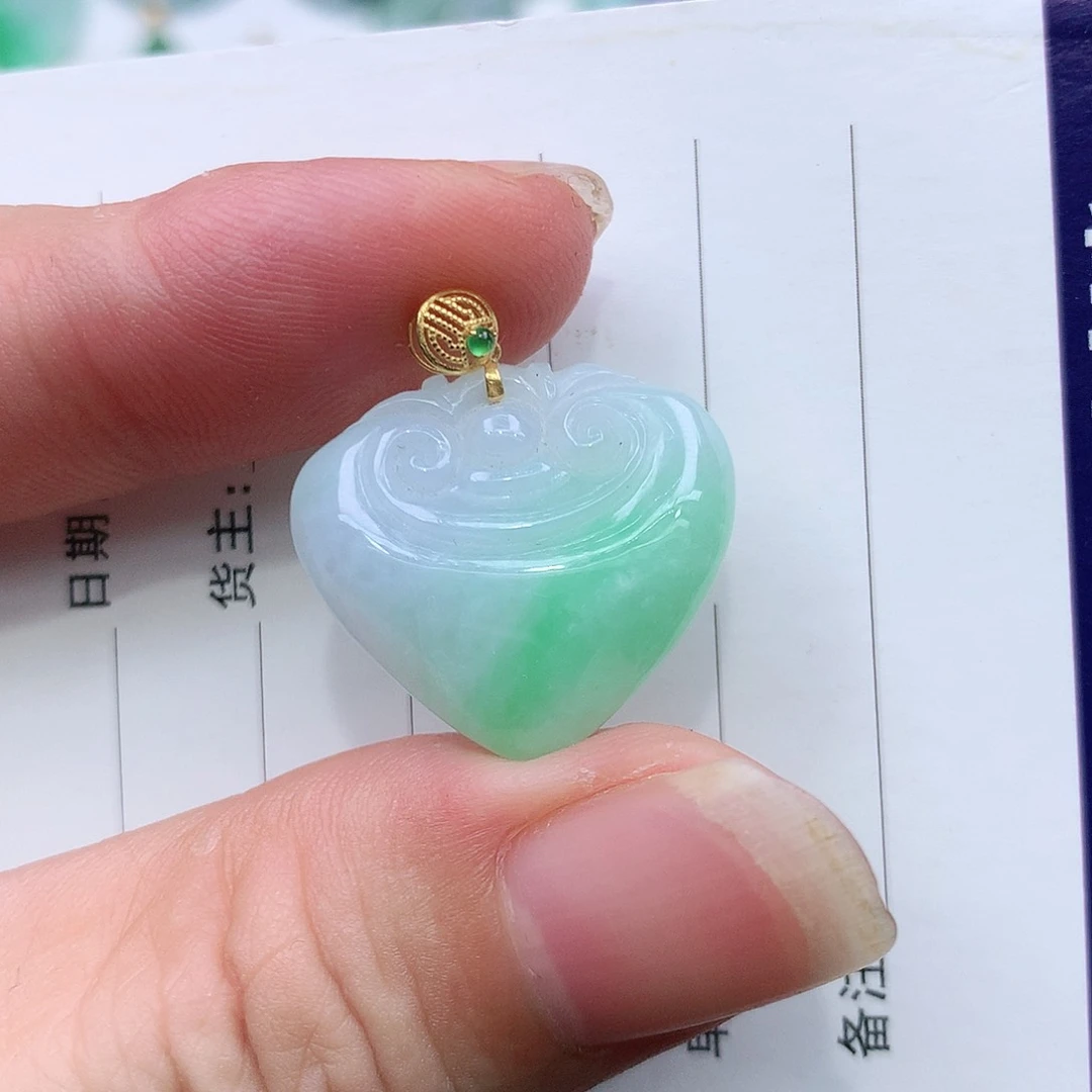 翡翠18K金镶嵌吊坠(不含链)