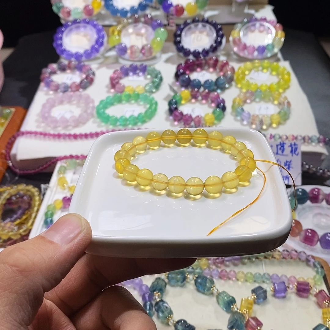 水晶手链未镶嵌金黄色9mm