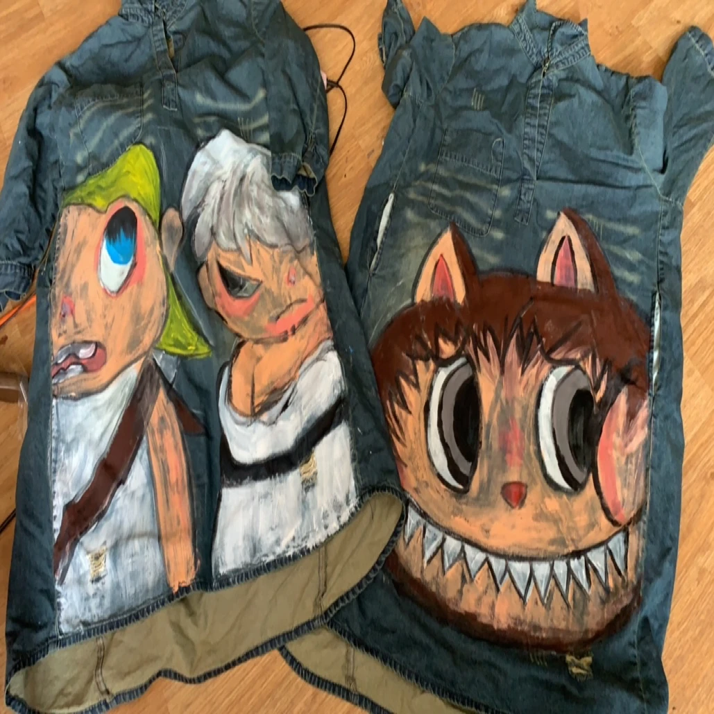 念北穿搭（定制款）气质手绘L B和小野设计师牛仔袍子