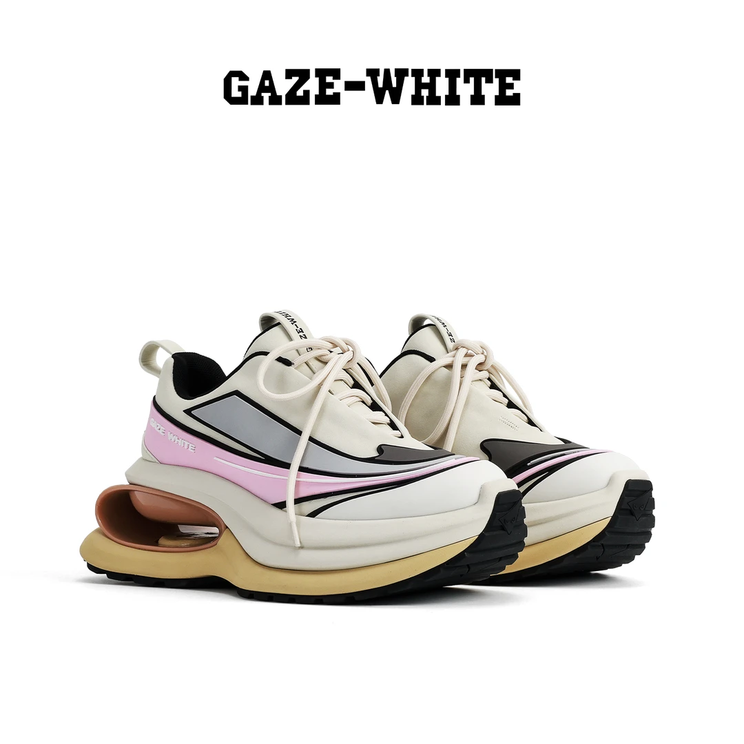 GAZE-WHITE 25年新款流线型复古休闲运动撞色老爹鞋