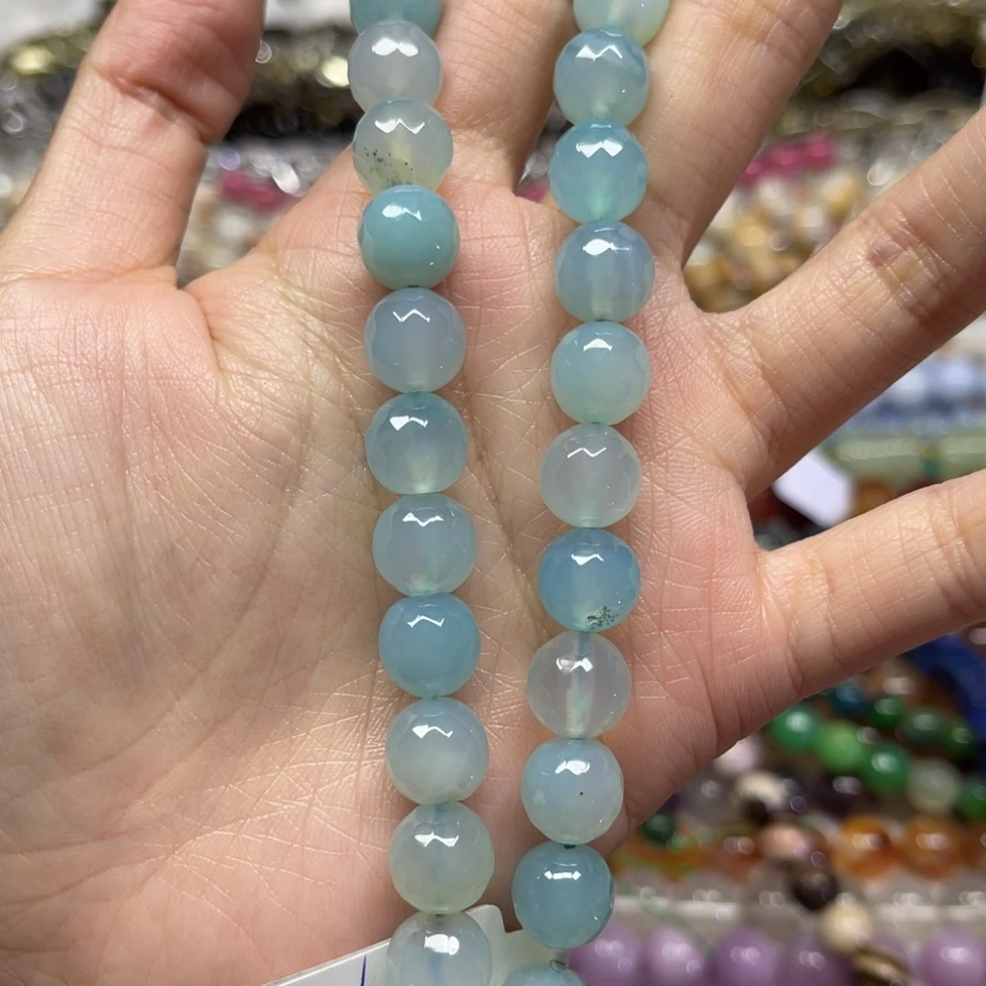 玛瑙/玉髓未镶嵌颈饰天然蓝玛瑙卡10长条38厘米