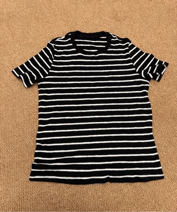 林杠杠春季新品/条纹高弹T恤