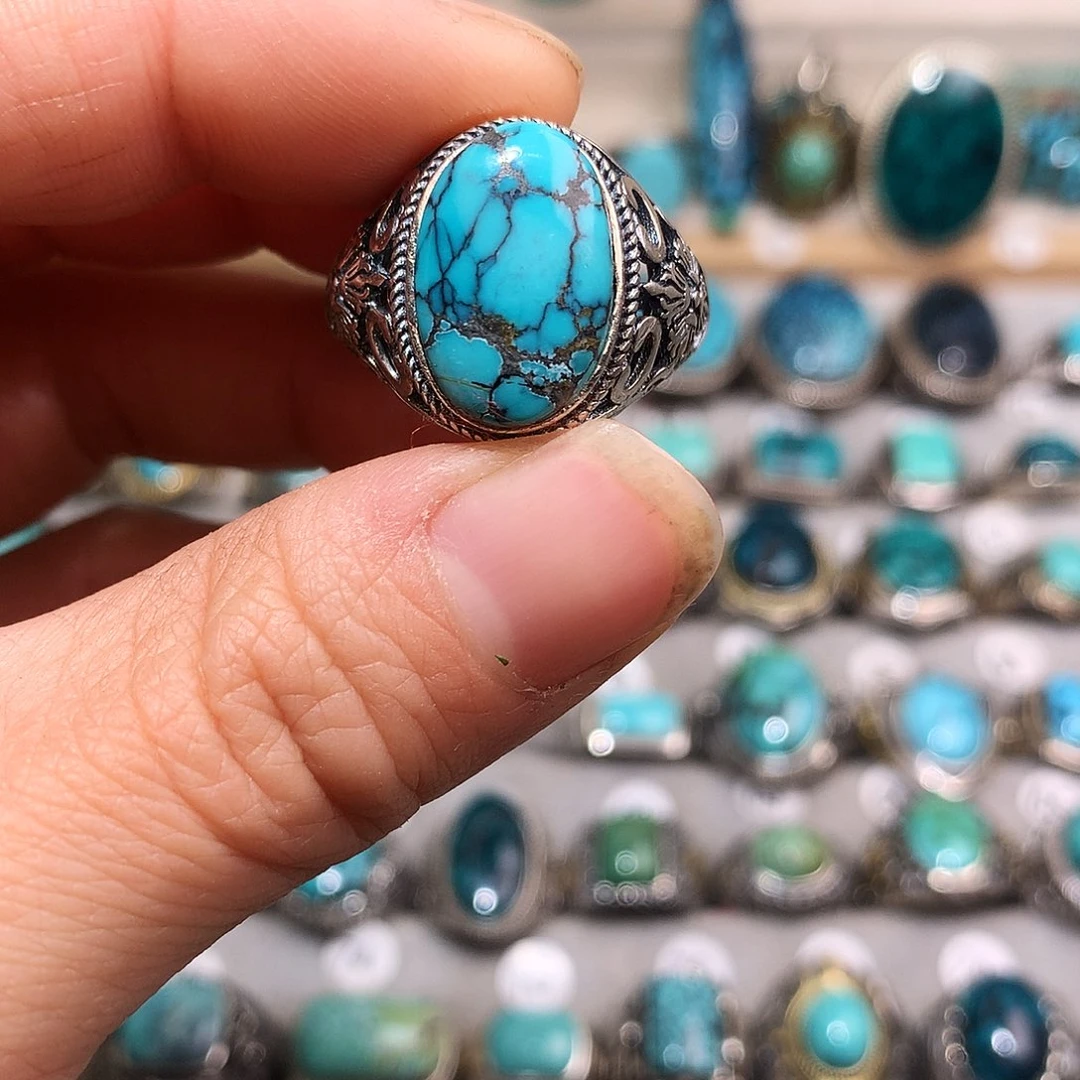 绿松石挂件银S925镶嵌