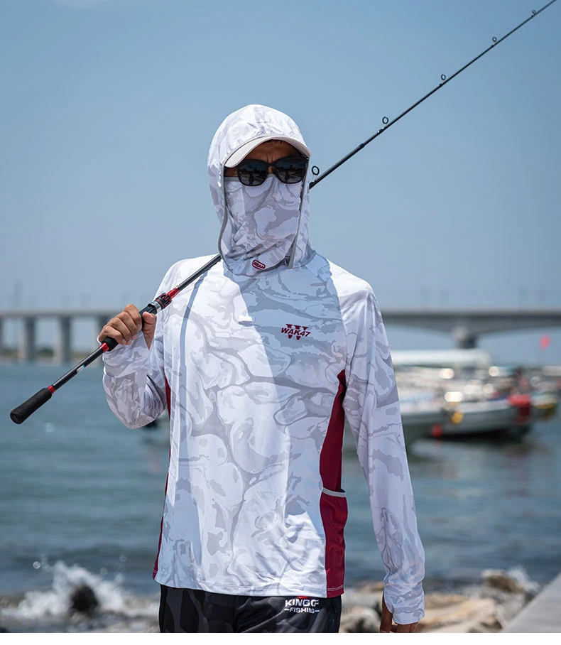 沃克森琦【寒飒】冰丝款夏季男士户外钓鱼防晒服防紫外线冰感连帽