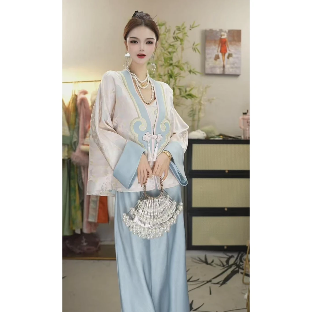 花享悦2025春季新款中国风时尚气质新中式连衣裙WW（2514+2524）