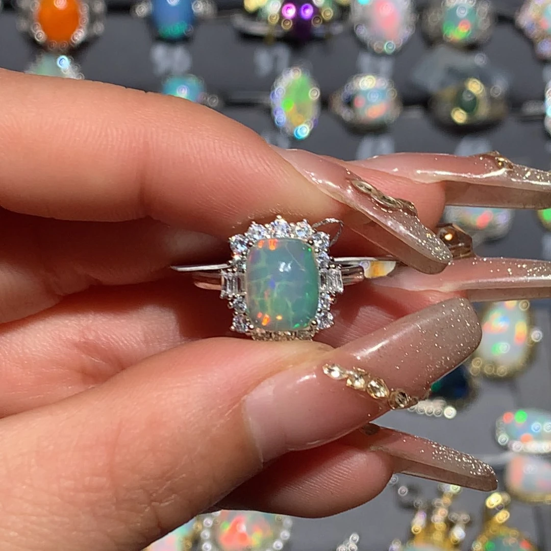 欧泊福利戒指银S925镶嵌