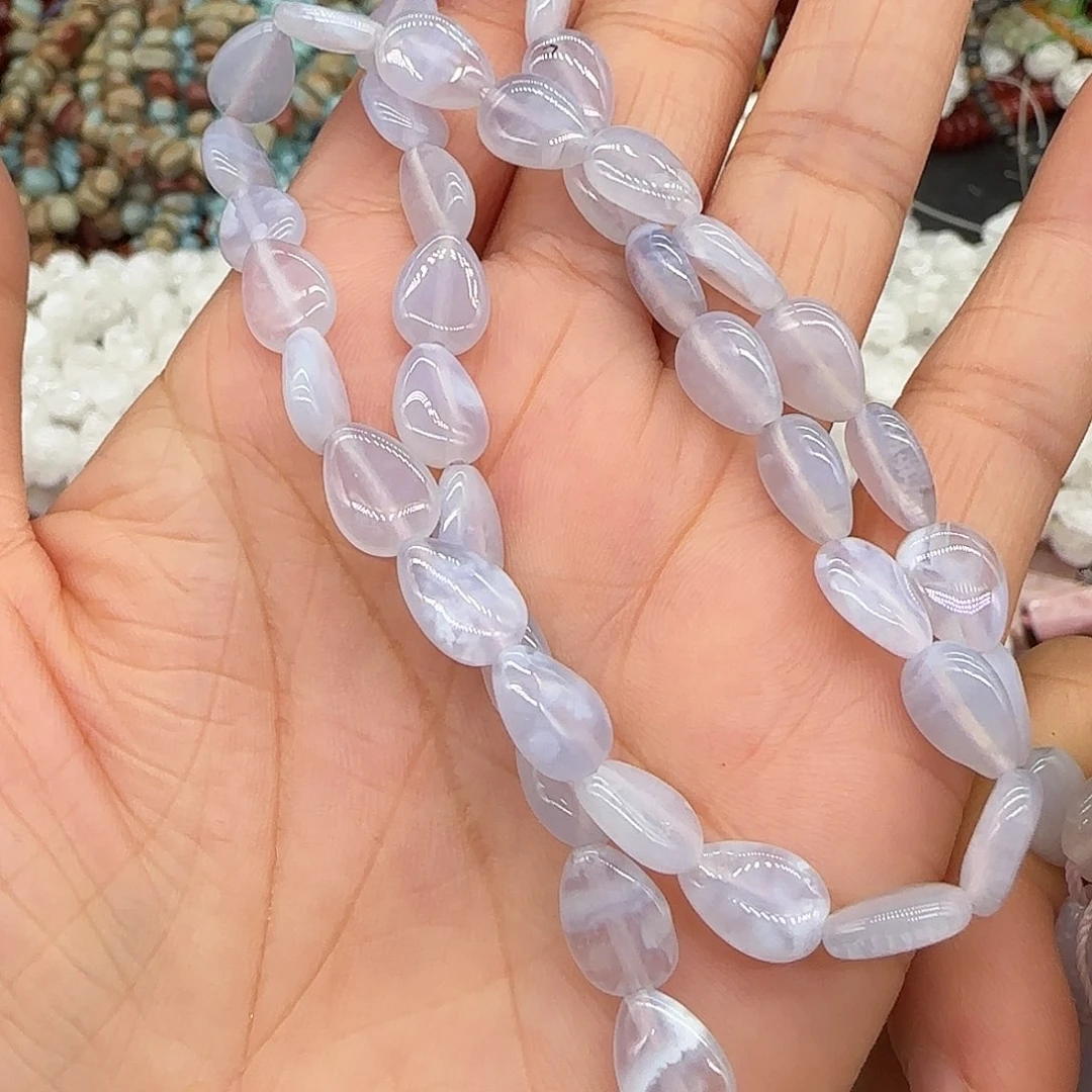 玛瑙/玉髓合金珠宝半成品蓝纹玛瑙7mm水滴一条